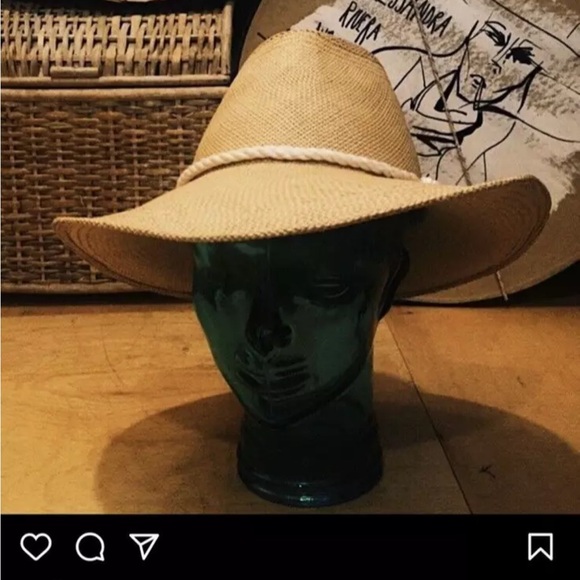 ALESSANDRA RIVERA STRAW HAT - NATURAL BLACK ROPE DETAIL CHIC DESIGNER - SMALL - Picture 8 of 9